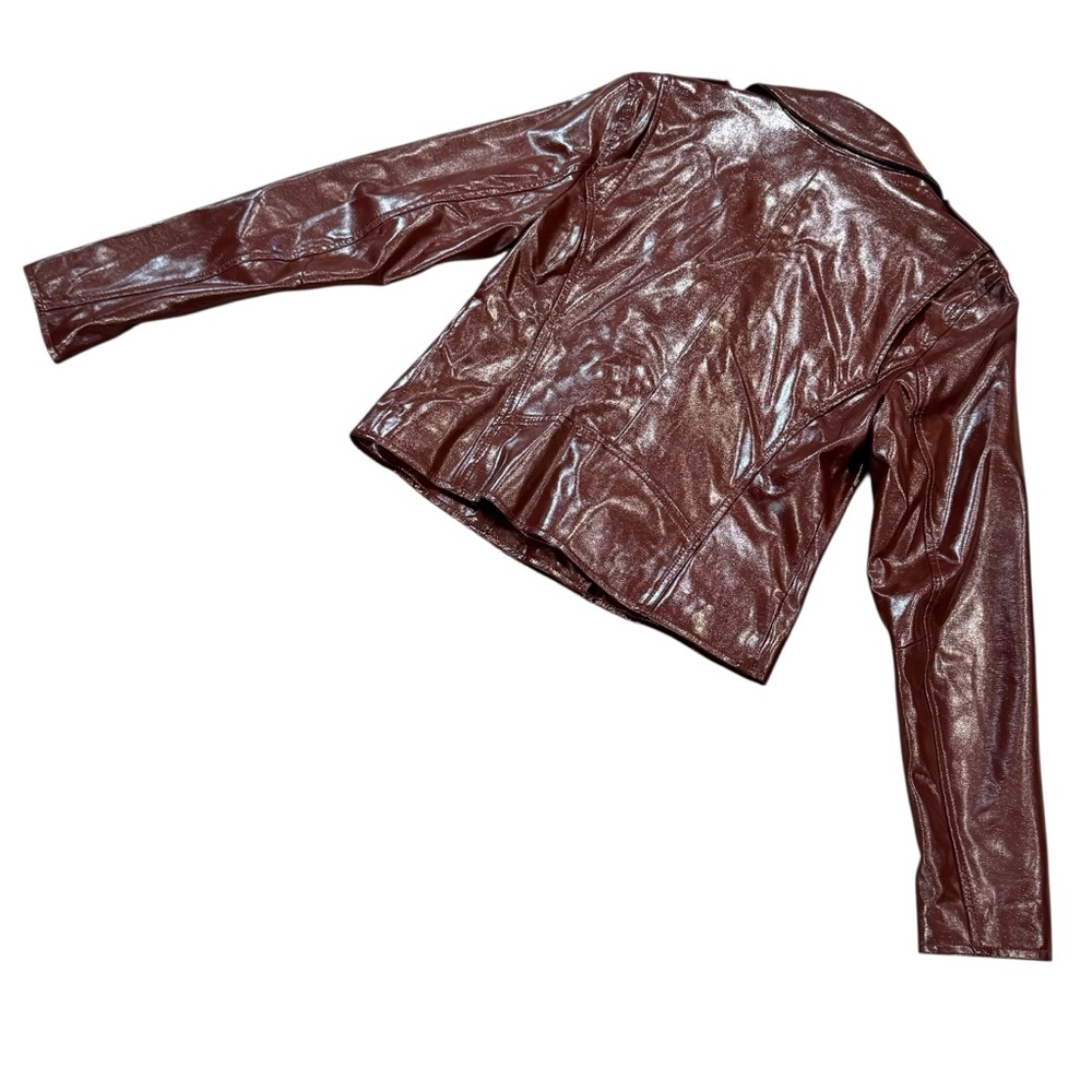 Faux Patent Leather Moto Jacket - Picture 14 of 16